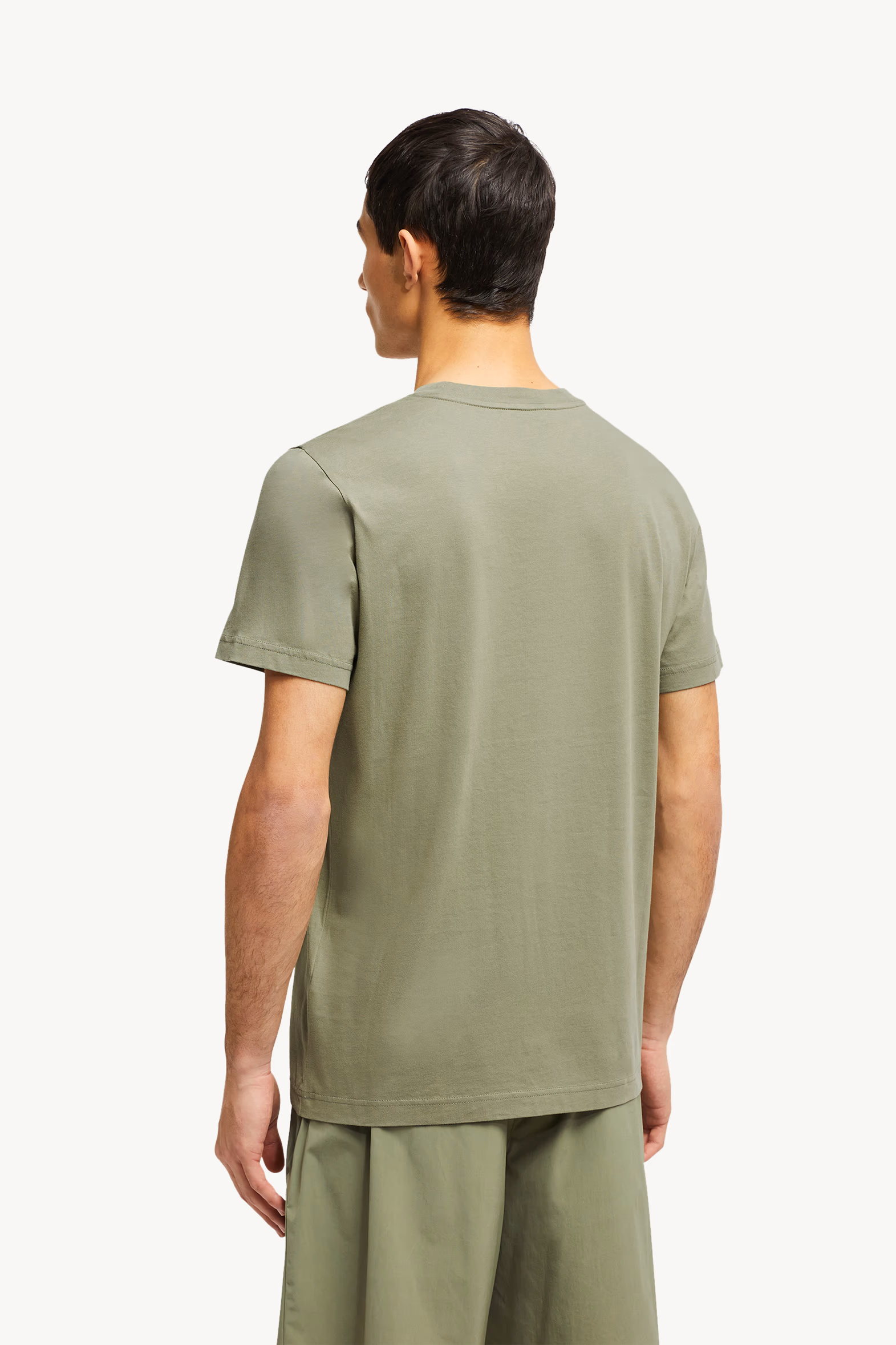 Faded Logo Motif Cotton T-Shirt Men Sage Green Moncler 5